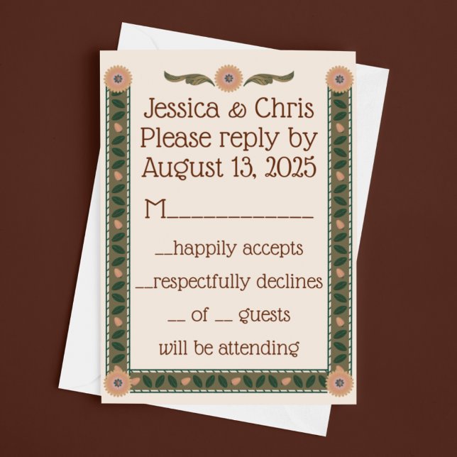 Tarjeta De Confirmación De Asistencia Boda acogedor Homespun (Subido por el creador)