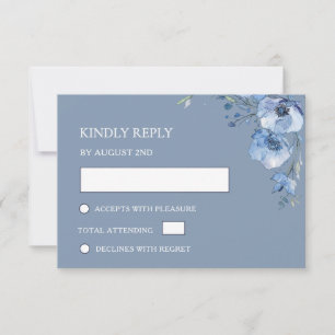 Tarjeta De Confirmación De Asistencia Boda acuarela azul
