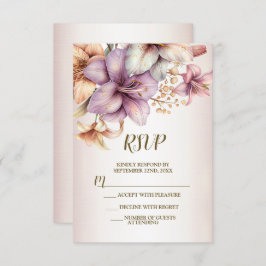 Tarjeta De Confirmación De Asistencia Boda acuarela Boho Flores rosas elegantes