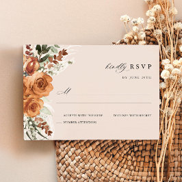 Tarjeta De Confirmación De Asistencia Boda acuarela floral rosa Boho Terracota