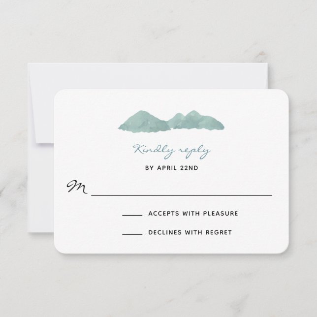 Tarjeta De Confirmación De Asistencia Boda acuático de Mountain Lake (Anverso)
