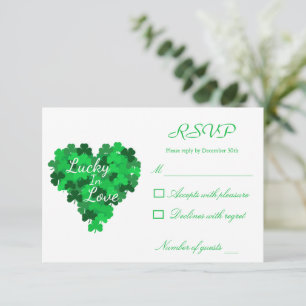 Tarjeta De Confirmación De Asistencia Boda Afortunado En El Amor