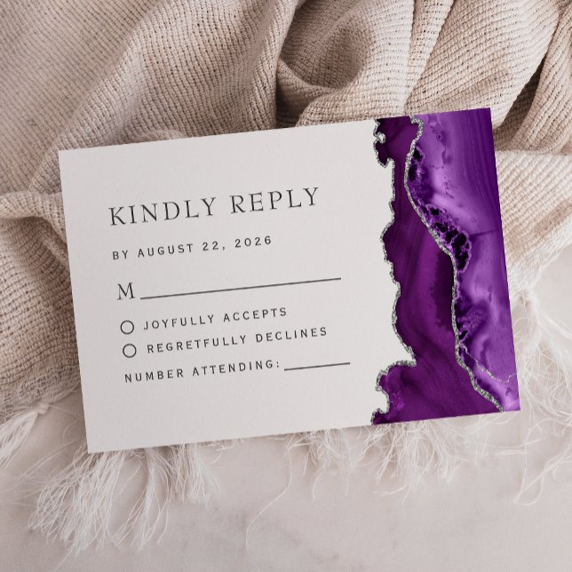 Tarjeta De Confirmación De Asistencia Boda Agate Purple Silver (Subido por el creador)