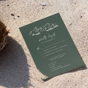 Tarjeta De Confirmación De Asistencia Boda al aire libre de pino de montaña verde oscuro