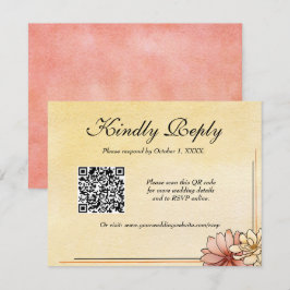 Tarjeta De Confirmación De Asistencia Boda Amarillo de color acuático Floral Terracotta