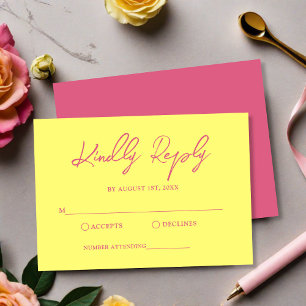 Tarjeta De Confirmación De Asistencia Boda amarillo rosa y mantequilla moderno