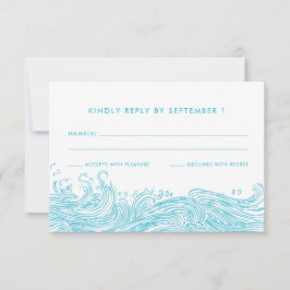 Tarjeta De Confirmación De Asistencia Boda Aqua Blue Ocean Waves Beach