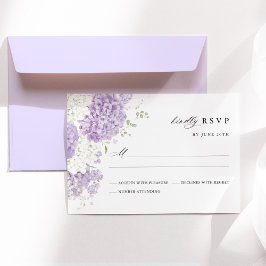 Tarjeta De Confirmación De Asistencia Boda Aquarela Floral Lila Lavanda Blanco