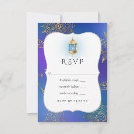 Tarjeta De Confirmación De Asistencia Boda árabe de Bollywood con papel de aluminio dora