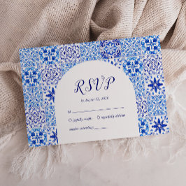 Tarjeta De Confirmación De Asistencia Boda Arco de Baldosas Azules y Blancas Portuguesas