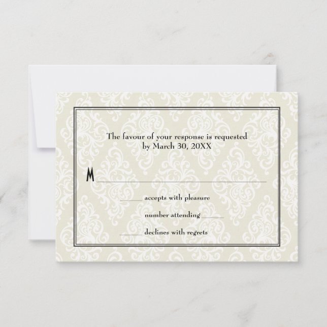 Tarjeta De Confirmación De Asistencia Boda Art Deco (Anverso)