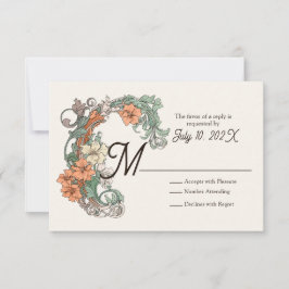 Tarjeta De Confirmación De Asistencia Boda Art Nouveau