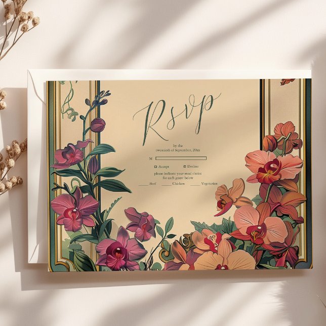Tarjeta De Confirmación De Asistencia Boda Art Nouveau de estilo clásico (Subido por el creador)