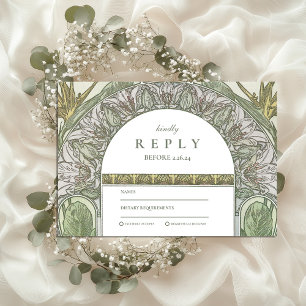 Tarjeta De Confirmación De Asistencia Boda Art Nouveau de Olive Leaf Arch