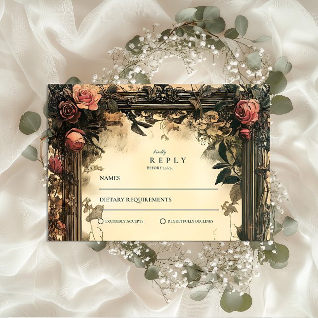 Tarjeta De Confirmación De Asistencia Boda Art Nouveau de Romance oscuro (Subido por el creador)