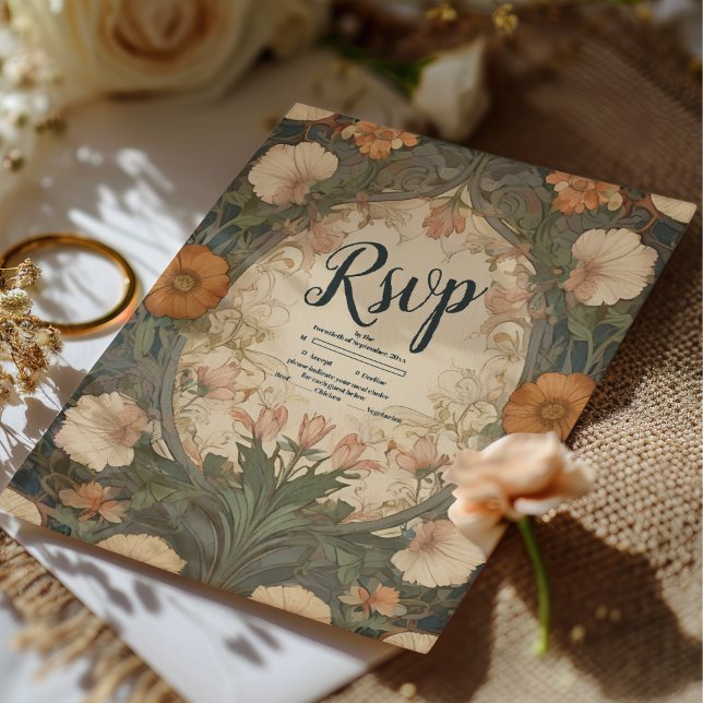 Tarjeta De Confirmación De Asistencia Boda Art Nouveau encantado (Subido por el creador)