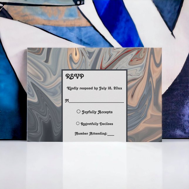 Tarjeta De Confirmación De Asistencia Boda artístico abstracto de barro gris negro mínim (Subido por el creador)