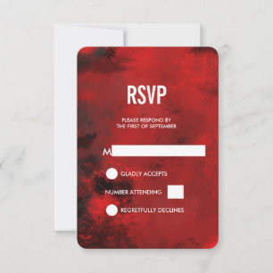Tarjeta De Confirmación De Asistencia Boda artístico moderno negro y rojo
