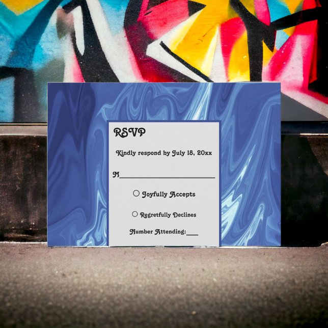 Tarjeta De Confirmación De Asistencia Boda artístico moderno pastel azul brillante abstr (Subido por el creador)