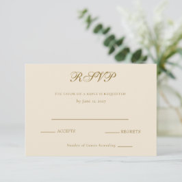 Tarjeta De Confirmación De Asistencia Boda atemporal en marfil y oro