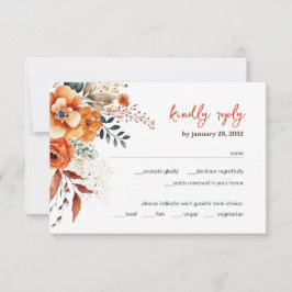 Tarjeta De Confirmación De Asistencia Boda Autumnal Floral elegante
