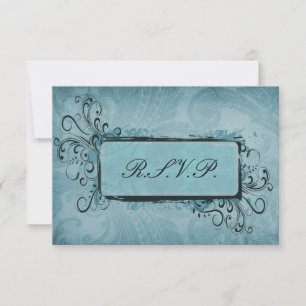 Tarjeta De Confirmación De Asistencia Boda azul de Aqua Vintage Rustic