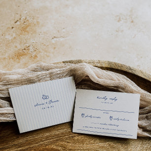 Tarjeta De Confirmación De Asistencia Boda azul francés Doodle caprichoso