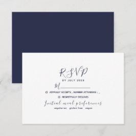 Tarjeta De Confirmación De Asistencia Boda Azul Marino Simple Moderna