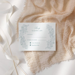 Tarjeta De Confirmación De Asistencia Boda azul polvoriento