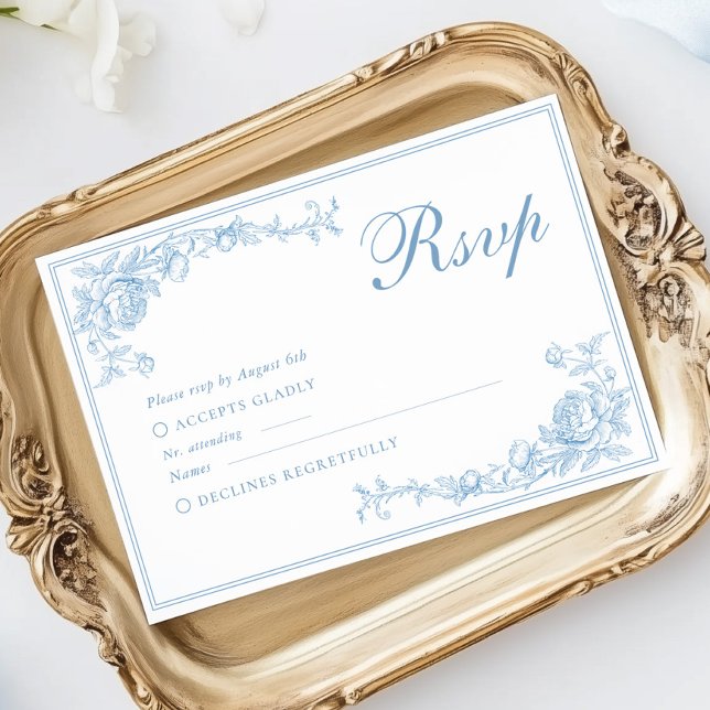 Tarjeta De Confirmación De Asistencia Boda azul polvoriento (Subido por el creador)