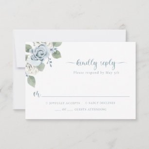 Tarjeta De Confirmación De Asistencia Boda Azul Polvoriento