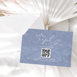 Tarjeta De Confirmación De Asistencia Boda Azul Polvoriento Moderno Simple QR