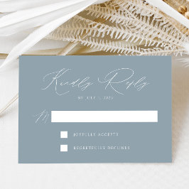Tarjeta De Confirmación De Asistencia Boda Azul Polvoriento Moderno y Elegante