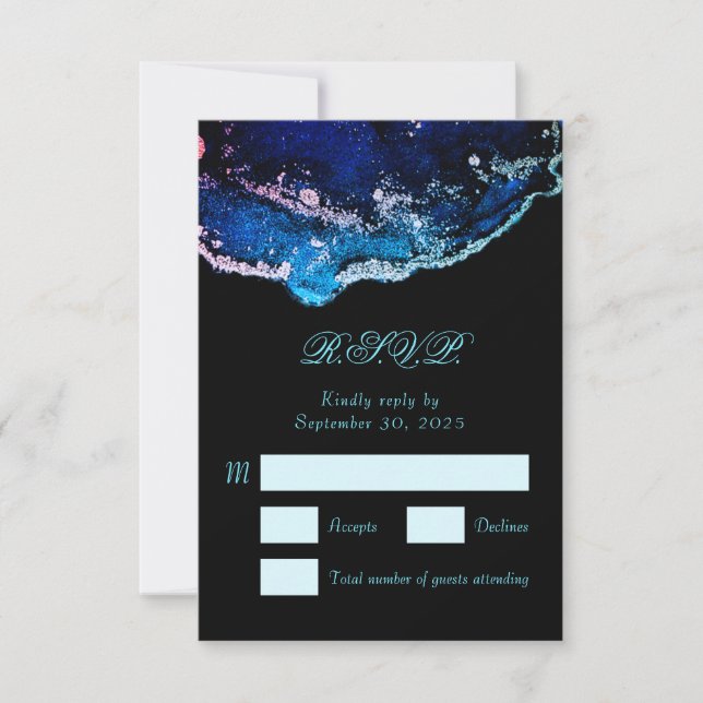 Tarjeta De Confirmación De Asistencia Boda azul púrpura Jewel-Tone (Anverso)