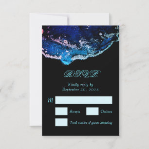 Tarjeta De Confirmación De Asistencia Boda azul púrpura Jewel-Tone