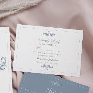 Tarjeta De Confirmación De Asistencia Boda azul turbio clásico