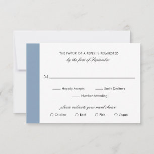 Tarjeta De Confirmación De Asistencia Boda azul turbulento minimalista clásico y elegant