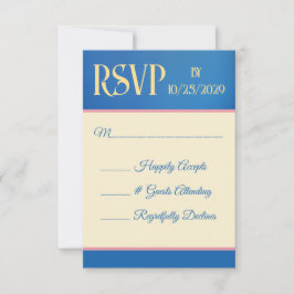 Tarjeta De Confirmación De Asistencia Boda azul y amarillo