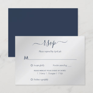 Tarjeta De Confirmación De Asistencia Boda azul y plateado de la Marina moderna