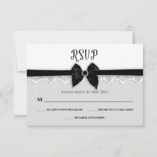 Tarjeta De Confirmación De Asistencia BODA, barbilla negra falsa/cinta de opciones/barbi