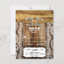 Tarjeta De Confirmación De Asistencia Boda Barnwood, Lace & Horseshoes