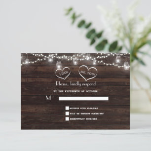 Tarjeta De Confirmación De Asistencia Boda BBQ Barn Mason Jar