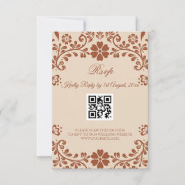 Tarjeta De Confirmación De Asistencia Boda beige arte mexicano