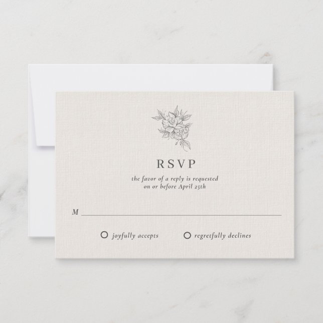 Tarjeta De Confirmación De Asistencia Boda Beige Botánico clásico (Anverso)