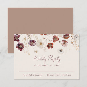 Tarjeta De Confirmación De Asistencia Boda Beige de Fall Wildflower Field