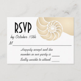 Tarjeta De Confirmación De Asistencia Boda beige Nautilus Shell Beach