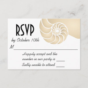 Tarjeta De Confirmación De Asistencia Boda beige Nautilus Shell Beach