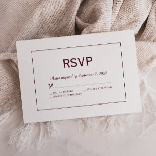 Tarjeta De Confirmación De Asistencia Boda Blanca Burgundy Minimalista Moderna
