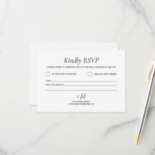 Tarjeta De Confirmación De Asistencia Boda blanca moderna minimalista