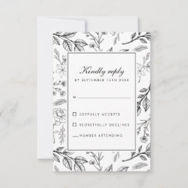 Tarjeta De Confirmación De Asistencia Boda blanco negro bucal